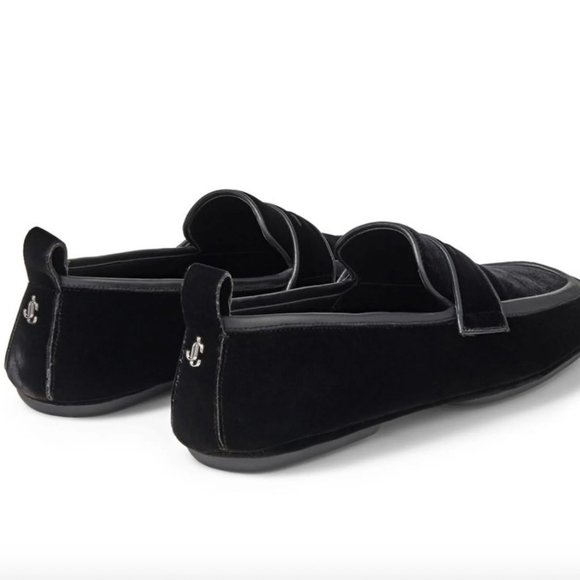 Jimmy Choo Buxton Velvet Loafers - Black - Picture 3 of 9